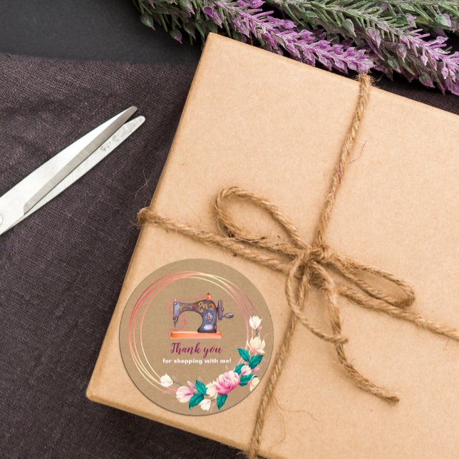 Vielen Dank Nähmaschine Blumenkleber Runder Aufkleber (Von Creator hochgeladen)