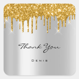 Vielen Dank Name 16. Brautparty Gold Silver Quadratischer Aufkleber