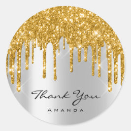Vielen Dank Name 16. Brautparty Gold Silver Runder Aufkleber
