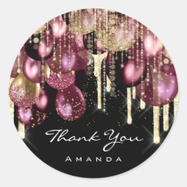 Vielen Dank Name 16. Bridal Glitzer Ballon Gold Bu Runder Aufkleber