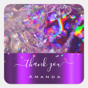 Vielen Dank Name 16. Bridal Lila Pink Rainbow Quadratischer Aufkleber