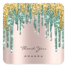 Vielen Dank Name 16. Bridal Rose Glitzer Aquamarin