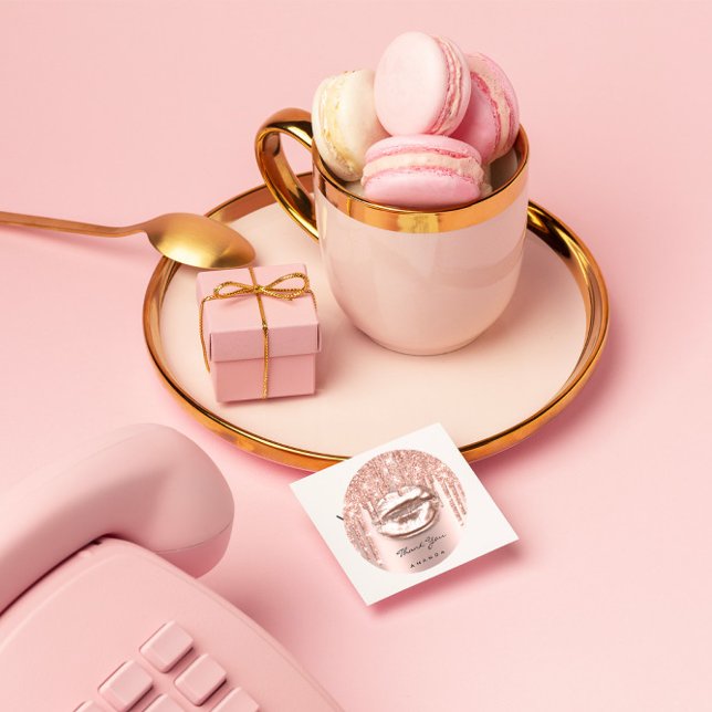 Vielen Dank Name 16. Bridal Rose Glitzer Kiss Lips Runder Aufkleber (Von Creator hochgeladen)