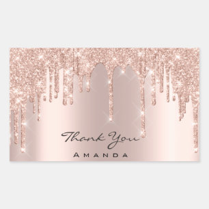 Vielen Dank Name 16. Bridal Rose Gold Spark Rechteckiger Aufkleber