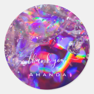 Vielen Dank Name 16th Bridal Lila Crystals Rainbow Runder Aufkleber