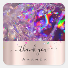Vielen Dank Name 16th Bridal Lila Rose Rainbow Quadratischer Aufkleber