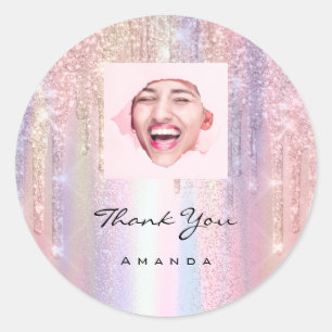 Vielen Dank Name 16th Bridal Rose Qr Code Foto Runder Aufkleber