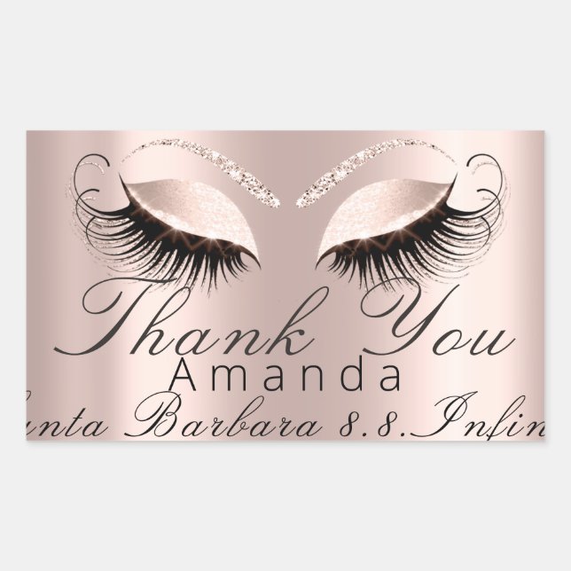 Vielen Dank Name Datum Rose Bridal Sweet 16. Rechteckiger Aufkleber (Vorderseite)