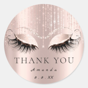 Vielen Dank Name Datum Rose Bridal Sweet 16. Runder Aufkleber