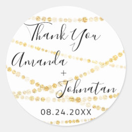 Vielen Dank Name Datum White Gold Light Weiß Runder Aufkleber