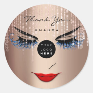 Vielen Dank Name Eyelash Red Lips Rose Logo Runder Aufkleber