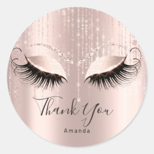 Vielen Dank Name Eyelash Rose Bridal Sweet 16. Runder Aufkleber