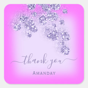 Vielen Dank Name Glitzer Bridal Sweet 16. Violet P Quadratischer Aufkleber