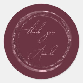 Vielen Dank Name Siegel Rose Burgundy Glitzer Runder Aufkleber