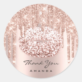 Vielen Dank Name Sweet 16. Brautparty Rose Runder Aufkleber