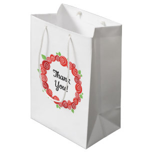 Vielen Dank, natürliche Blume, rote Rosen Kranrahm Mittlere Geschenktüte