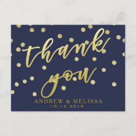 Vielen Dank | Navy & Imitate Gold Script Postcard Postkarte