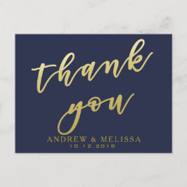 Vielen Dank | Navy & Imitate Gold Script Postcard Postkarte