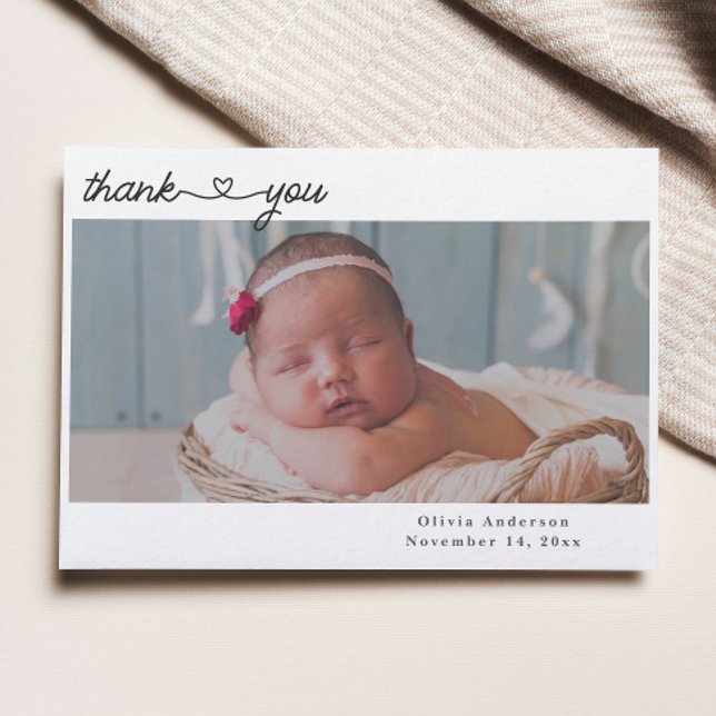 Vielen Dank, neu geborene Fotos Script Herzgeburt Ankündigung (Thank You Newborn Photos Script Heart Birth Announcement)