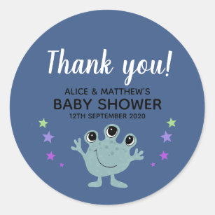 Vielen Dank Niedlich Boys Space Alien Baby Dusche Runder Aufkleber