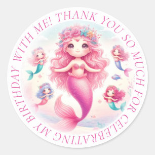 Vielen Dank Niedlich Hübsch Pink Mermaid Runder Aufkleber
