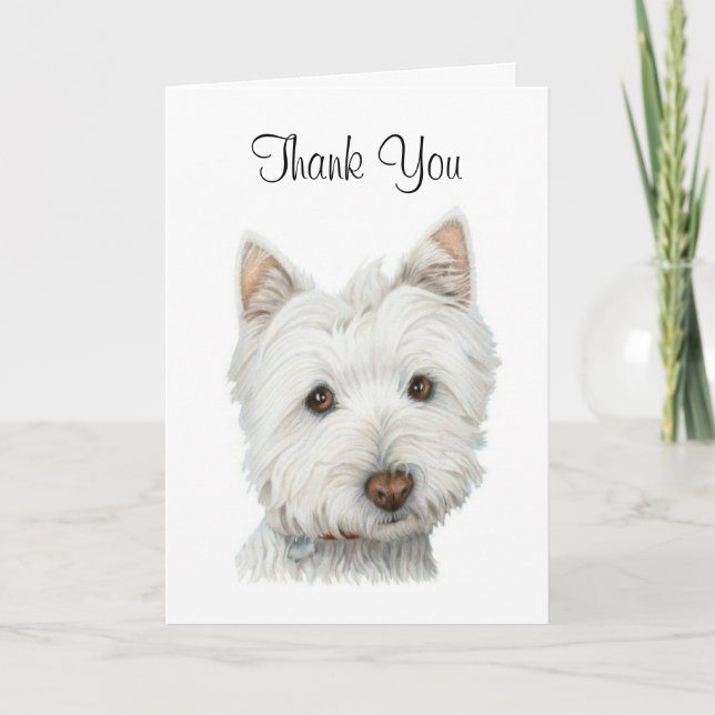 Vielen Dank Niedlich Westie Dog Card Dankeskarte (Vorderseite)
