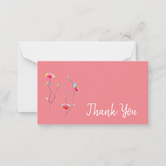 Vielen Dank niedliche Aquarellfarben Blume abstrak Mitteilungskarte (Vorderseite)