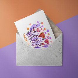 Vielen Dank Niedliche Retro-Doodle-Blume Postkarte