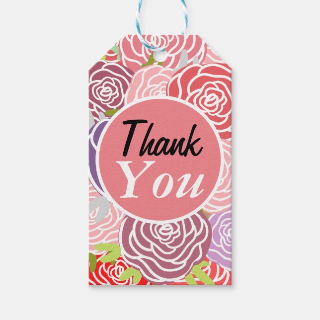 Vielen Dank, Niedliche Rose moderne handwerkliche  Geschenkanhänger (Vorderseite)