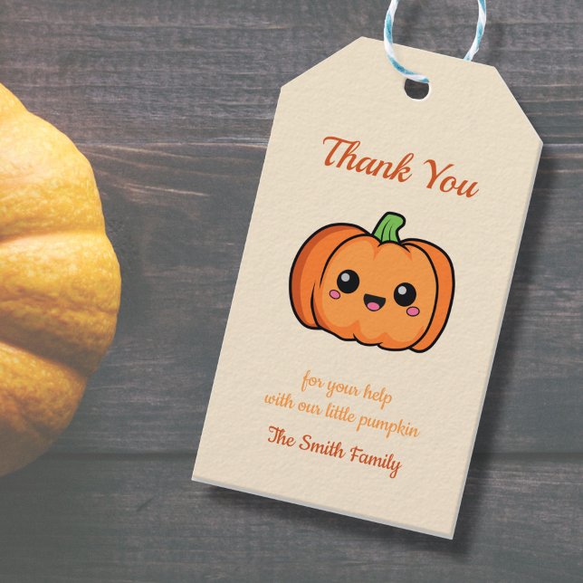 Vielen Dank Niedlichen Pumpkin Geschenkmarke Geschenkanhänger (Thank You Cute Pumpkin Gift Tag)