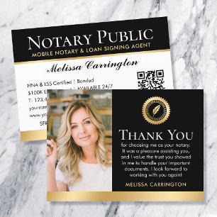 Vielen Dank, Notar Public Foto QR Code Black Gold Visitenkarte