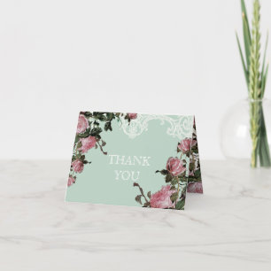 Vielen Dank Note Cards Wedding, Trellis Rose Vinta Dankeskarte