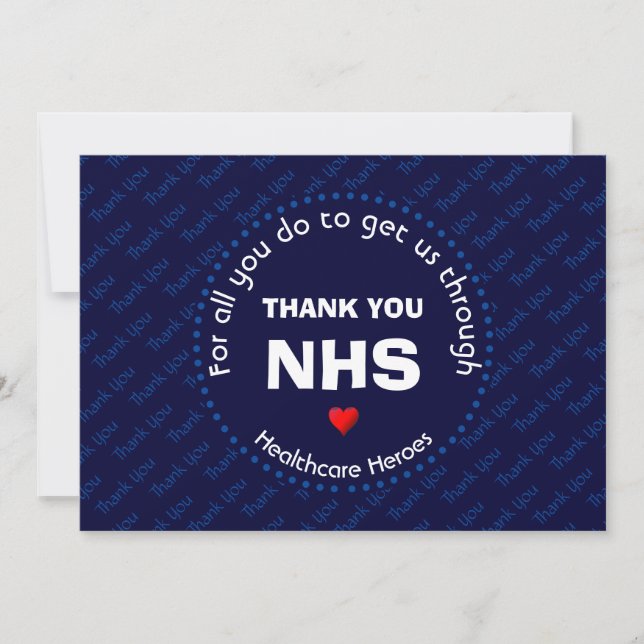 Vielen Dank Nurses NHS Healthcare Helden CUSTOM Na Dankeskarte (Vorderseite)