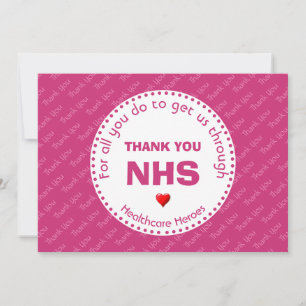 Vielen Dank Nurses NHS Healthcare Heroes PINK Dankeskarte