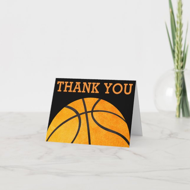 Vielen Dank Orange Basketball Sports Kids Orange Dankeskarte (Vorderseite)