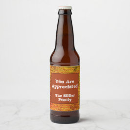 Vielen Dank Orange Herbstfarben Wertschätzung Bierflaschenetikett
