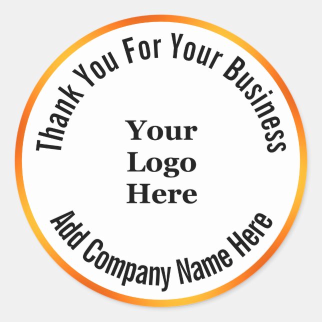 Vielen Dank, Orange und White Ihr Logo hier Runder Aufkleber (Vorderseite)