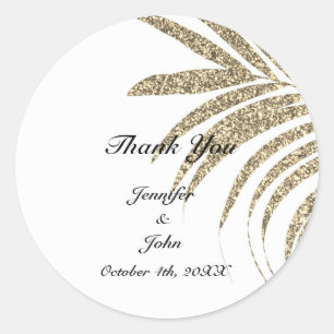 Vielen Dank Palm Tree Gold Leaf Glittery Wedding Runder Aufkleber