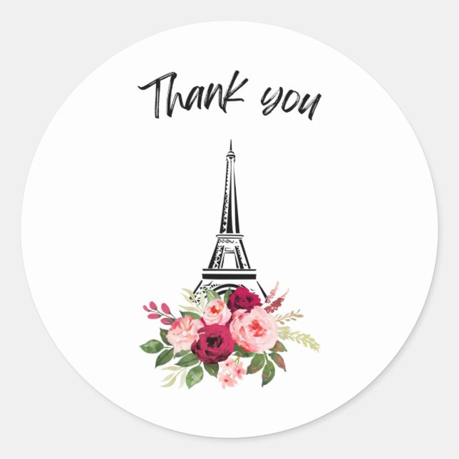 Vielen Dank, Paris Rose Runder Aufkleber (Vorderseite)