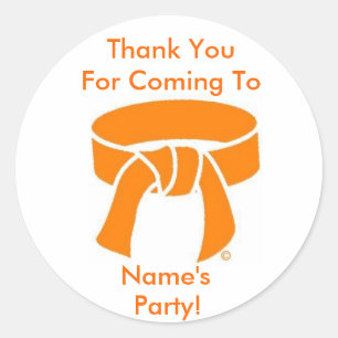 Vielen Dank Party Stickers, Martial Arts Orange Be Runder Aufkleber
