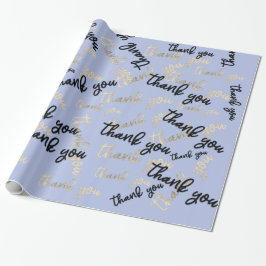 Vielen Dank Pastel Blue Gold Caligraphy Script Geschenkpapier