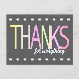 Vielen Dank Pastel farbiger Text auf grauem Minima Postkarte