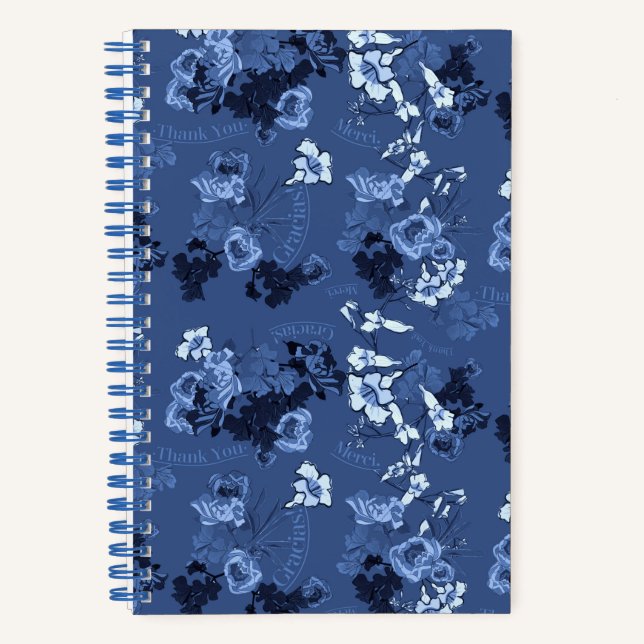 Vielen Dank Pattern Blue Notizbuch (Vorderseite)