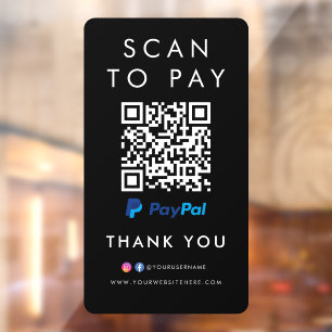 Vielen Dank Paypal Modern Scan zu bezahlen QR Code Fensteraufkleber