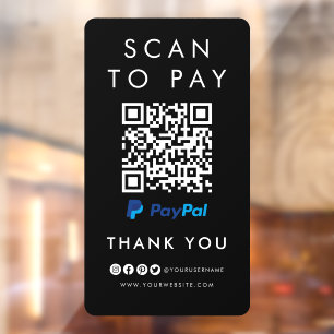 Vielen Dank Paypal Scan zu bezahlen QR Code Modern Fensteraufkleber