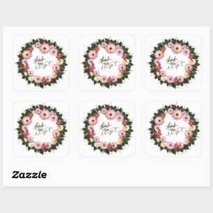 Vielen Dank, Personalisierte Blume Postage Quadratischer Aufkleber