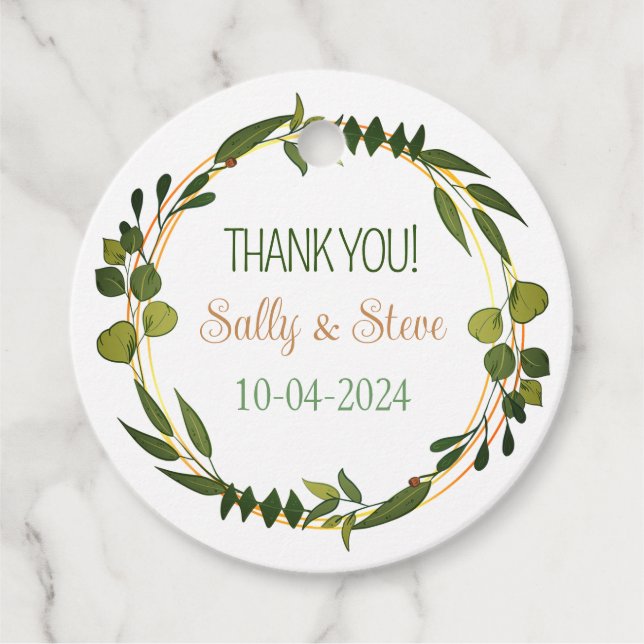 Vielen Dank, personalisierte Gastgeschenk Hochzeit Geschenkanhänger (Vorderseite)