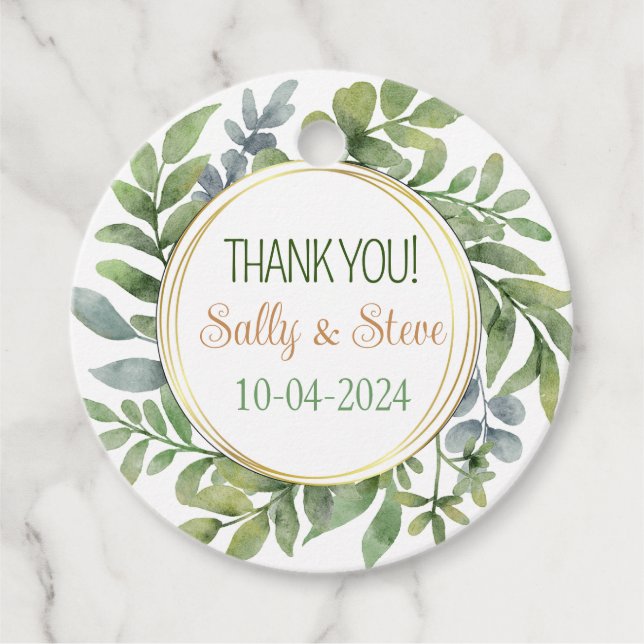 Vielen Dank, personalisierte Gastgeschenk Hochzeit Geschenkanhänger (Vorderseite)