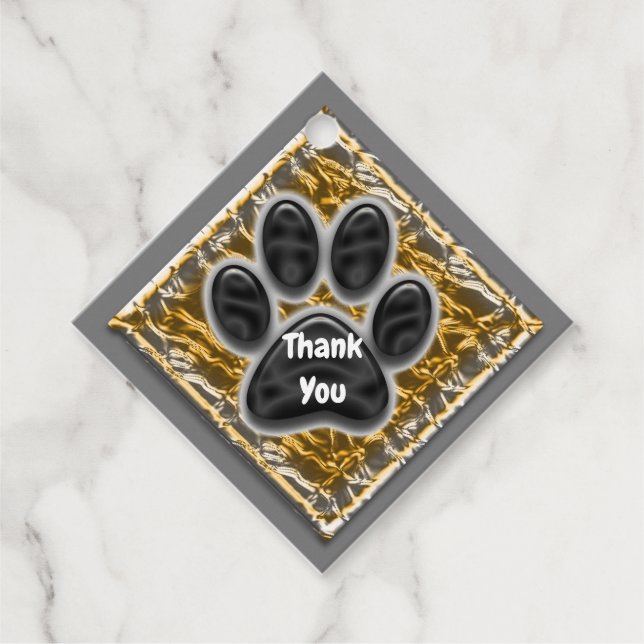 Vielen Dank Pet Caregiver Gold Silver Paw Print Geschenkanhänger (Vorderseite)
