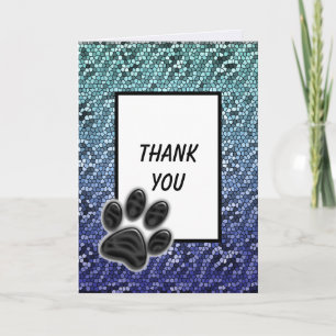 Vielen Dank Pet Sitter Blue Mosaik Tile Paw Print Dankeskarte